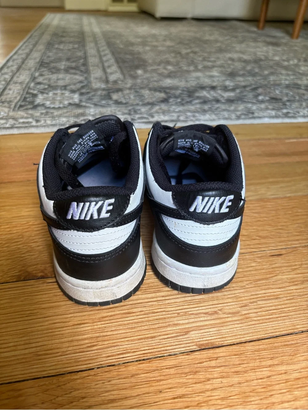 Nike Kids Black and White Low-Top Sneakers with Swoosh - Picture 5 of 5